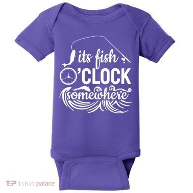 Fish OClock Time Funny Baby Bodysuit