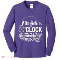 Fish OClock Time Funny Kids Long Sleeve Shirt thumb 0
