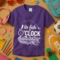 Fish OClock Time Funny Kids T-Shirt thumb 3