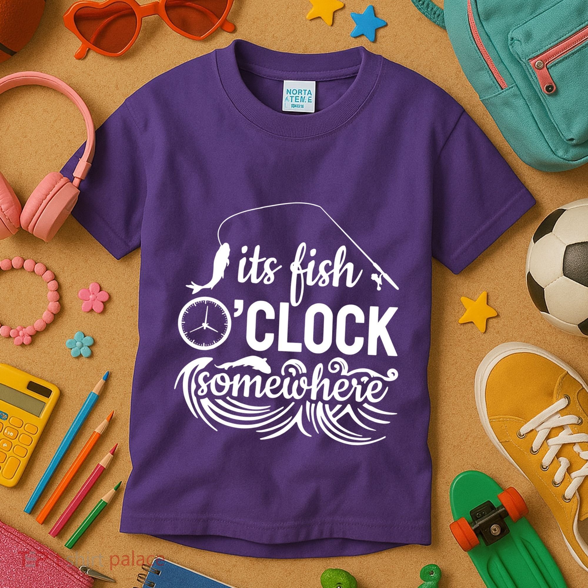 Fish OClock Time Funny Kids T-Shirt