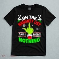 Funny On The List Of Naughty And I Regret Nothing Christmas T-Shirt thumb 5