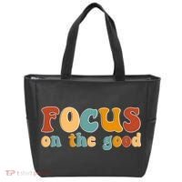 Focus On The Good Retro Quote Tote Bag thumb 0