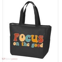 Focus On The Good Retro Quote Tote Bag thumb 3