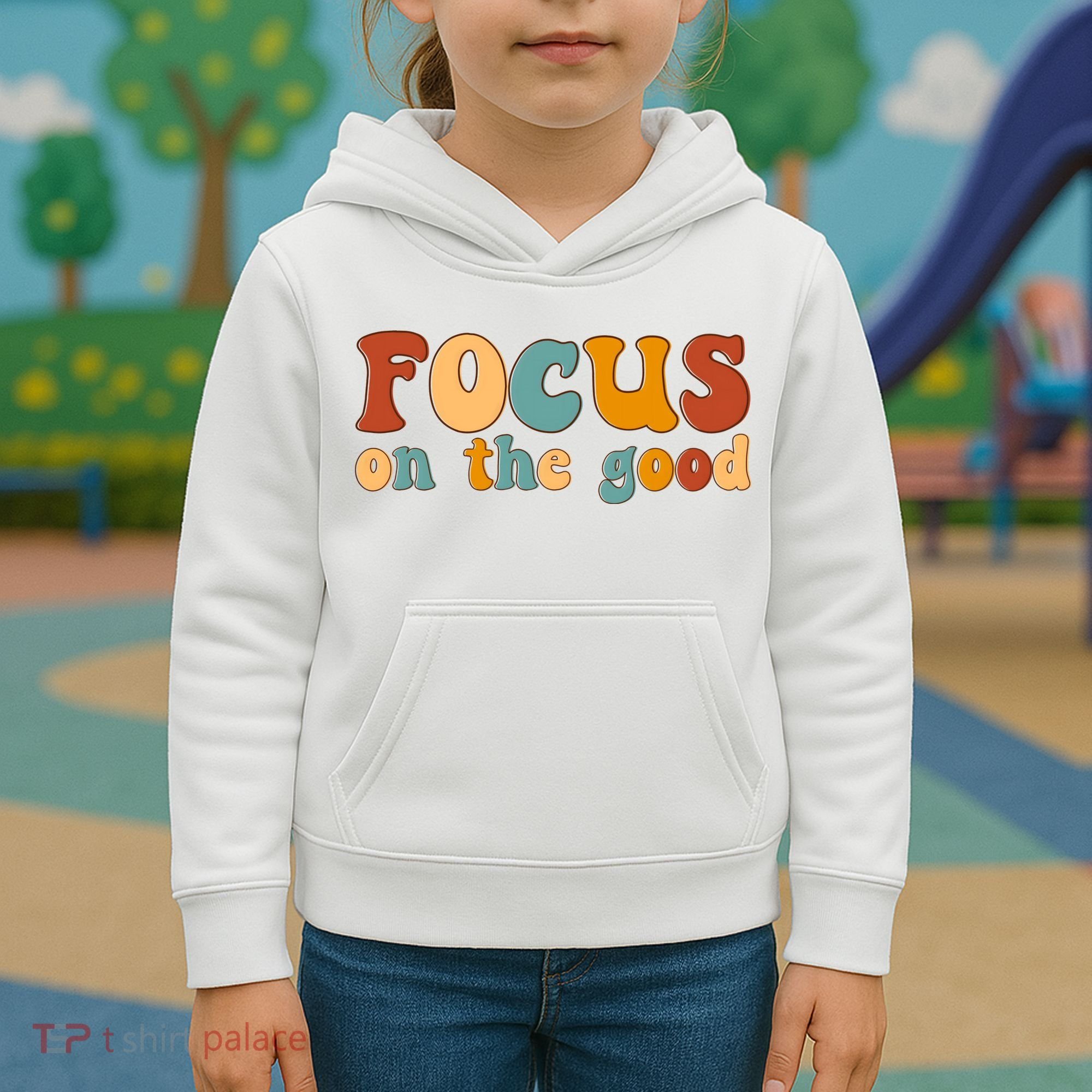 Focus On The Good Retro Quote Kids Hoodie