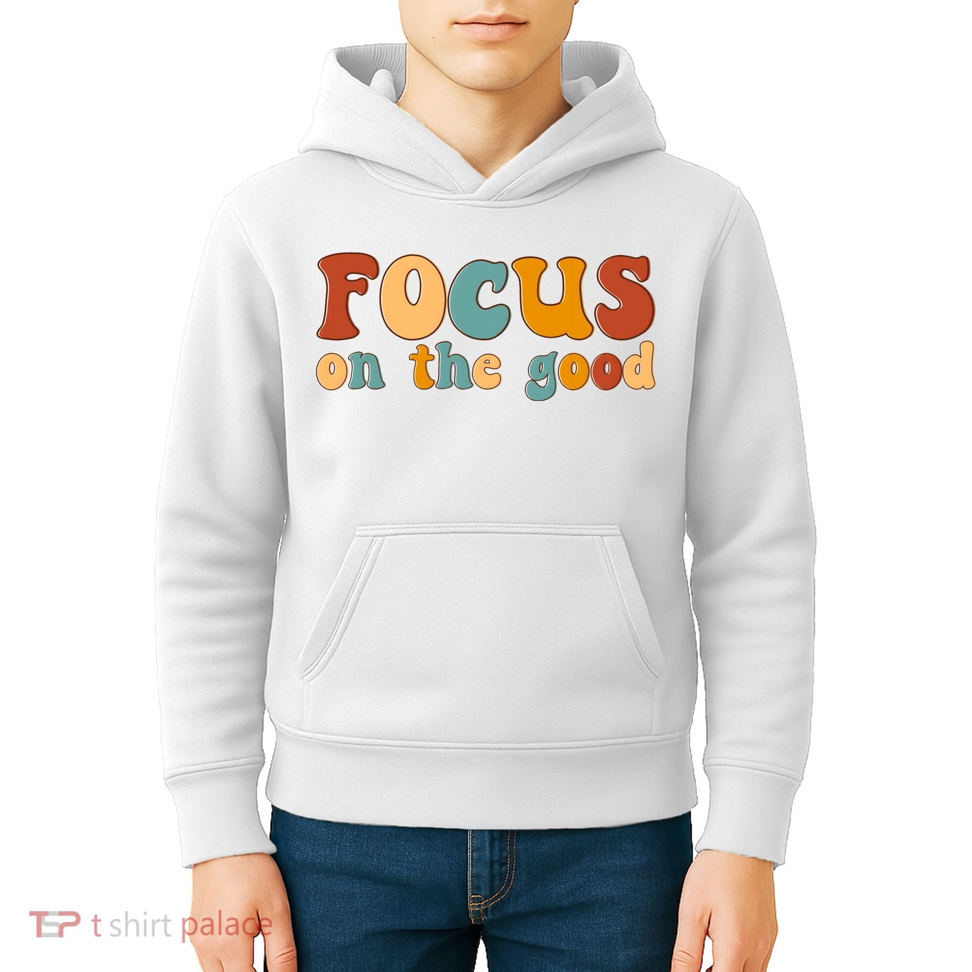 Focus On The Good Retro Quote Kids Hoodie