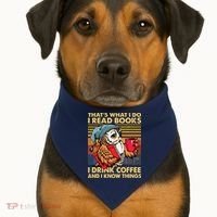 Funny Owl Thats What I Do I Read Books I Drink Coffee USA-Made Doggie Bandana thumb 1