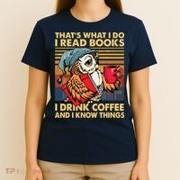 Funny Owl Thats What I Do I Read Books I Drink Coffee T-Shirt thumb 4