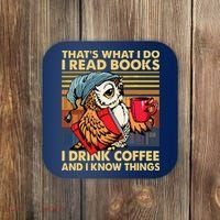 Funny Owl Thats What I Do I Read Books I Drink Coffee Coaster thumb 0