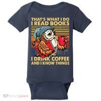 Funny Owl Thats What I Do I Read Books I Drink Coffee Baby Bodysuit thumb 0