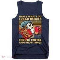 Funny Owl Thats What I Do I Read Books I Drink Coffee Tank Top thumb 0