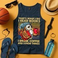 Funny Owl Thats What I Do I Read Books I Drink Coffee Tank Top thumb 4