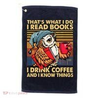 Funny Owl Thats What I Do I Read Books I Drink Coffee Golf Towel thumb 0