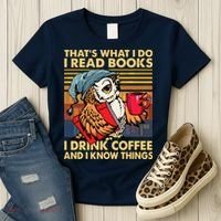 Funny Owl Thats What I Do I Read Books I Drink Coffee Women's T-Shirt thumb 3