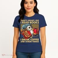 Funny Owl Thats What I Do I Read Books I Drink Coffee Women's T-Shirt thumb 4