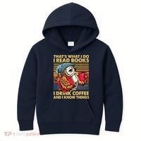 Funny Owl Thats What I Do I Read Books I Drink Coffee Kids Hoodie thumb 0