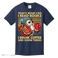 Funny Owl Thats What I Do I Read Books I Drink Coffee Kids T-Shirt thumb 0