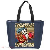 Funny Owl Thats What I Do I Read Books I Drink Coffee Tote Bag thumb 0
