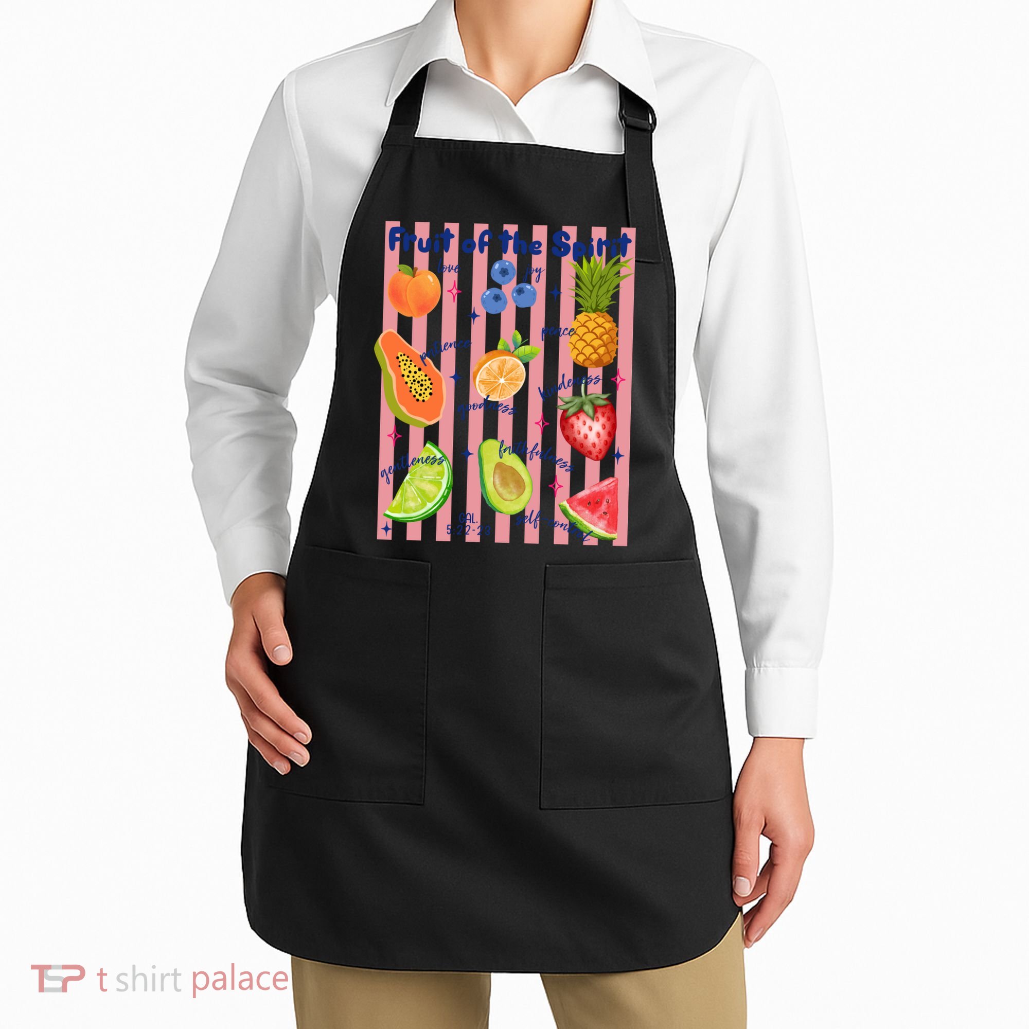 Fruit Of The Spirit Christian Faith Striped Apron