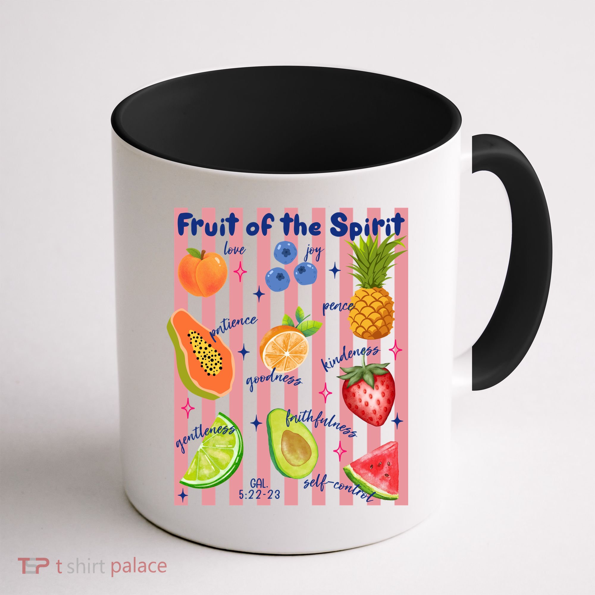 Fruit Of The Spirit Christian Faith Striped Coffee Mug