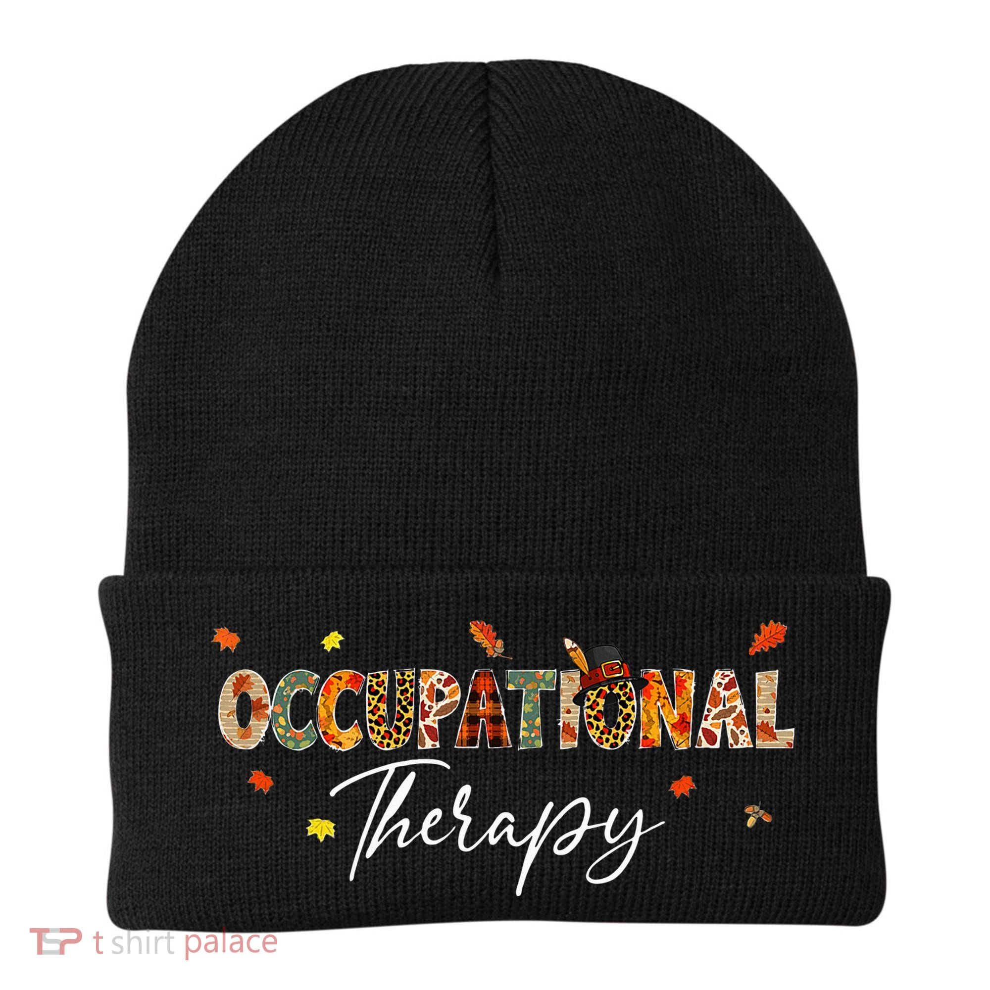 Funny Occupational Therapy Pumpkin Autumn Tree Fall Leaves Beanie