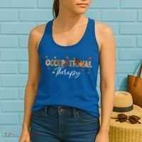 Funny Occupational Therapy Pumpkin Autumn Tree Fall Leaves Women's Tank Top thumb 2