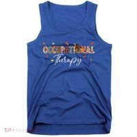 Funny Occupational Therapy Pumpkin Autumn Tree Fall Leaves Tank Top thumb 0