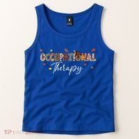 Funny Occupational Therapy Pumpkin Autumn Tree Fall Leaves Tank Top thumb 2