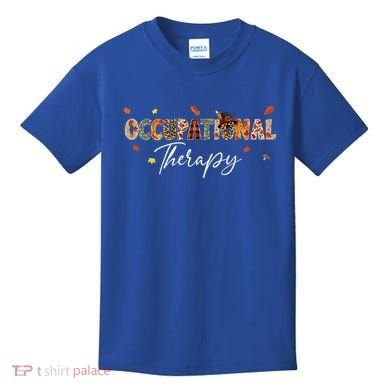 Funny Occupational Therapy Pumpkin Autumn Tree Fall Leaves Kids T-Shirt