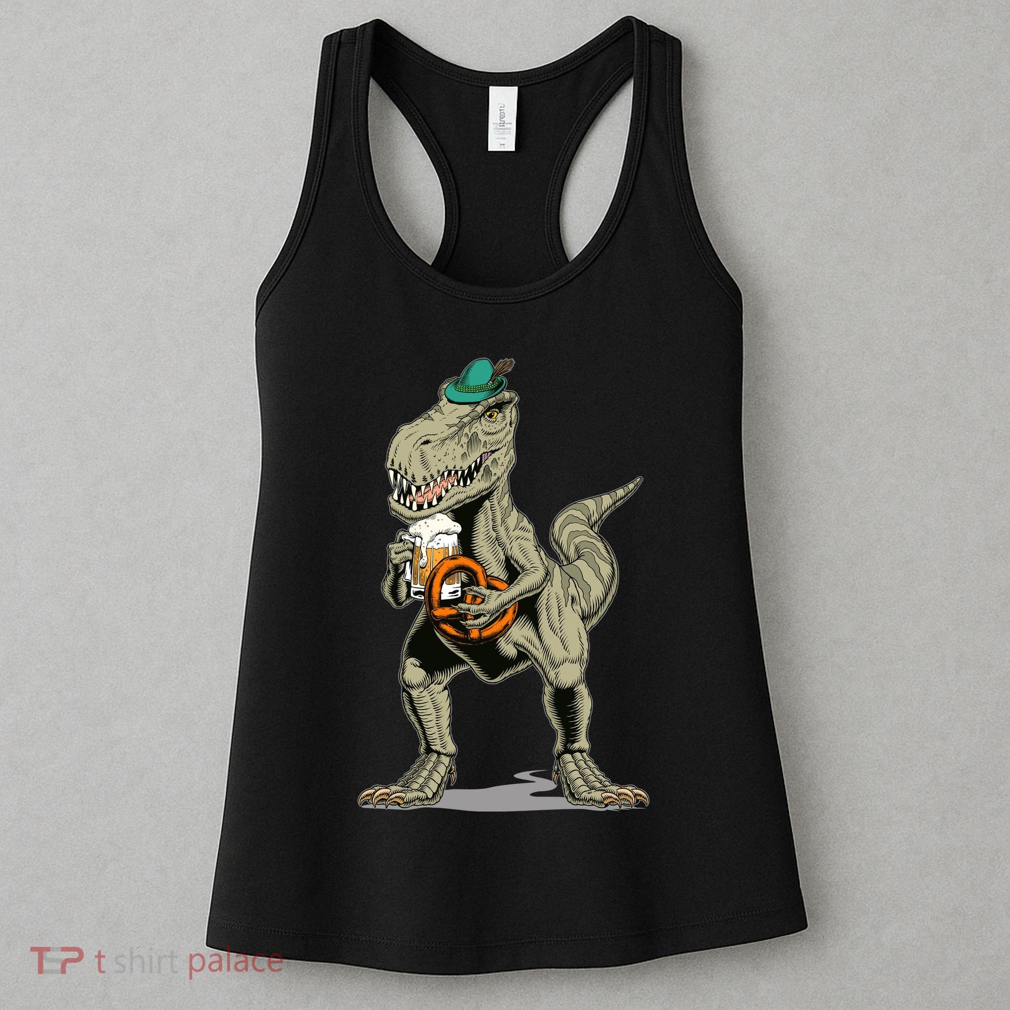 Funny Oktoberfest Tyrannosaurus Rex T Rex Dinosaur Women's Tank Top