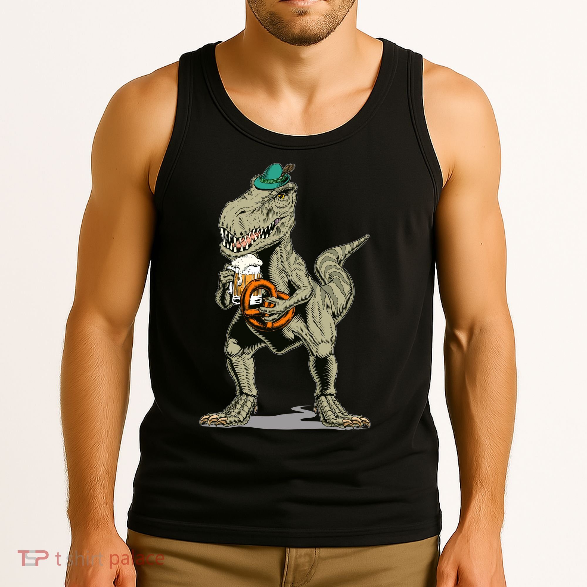 Funny Oktoberfest Tyrannosaurus Rex T Rex Dinosaur Tank Top