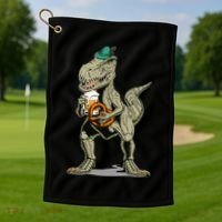 Funny Oktoberfest Tyrannosaurus Rex T Rex Dinosaur Golf Towel thumb 1