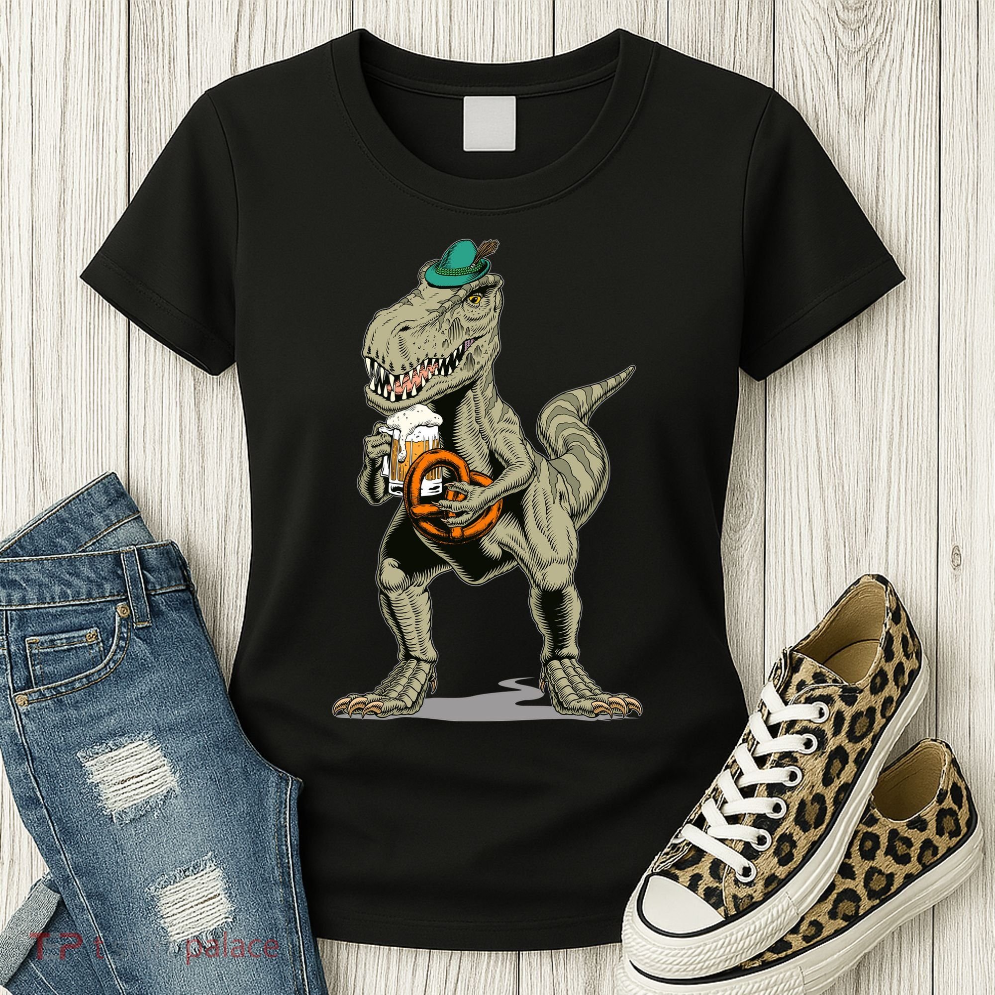 Funny Oktoberfest Tyrannosaurus Rex T Rex Dinosaur Women's T-Shirt
