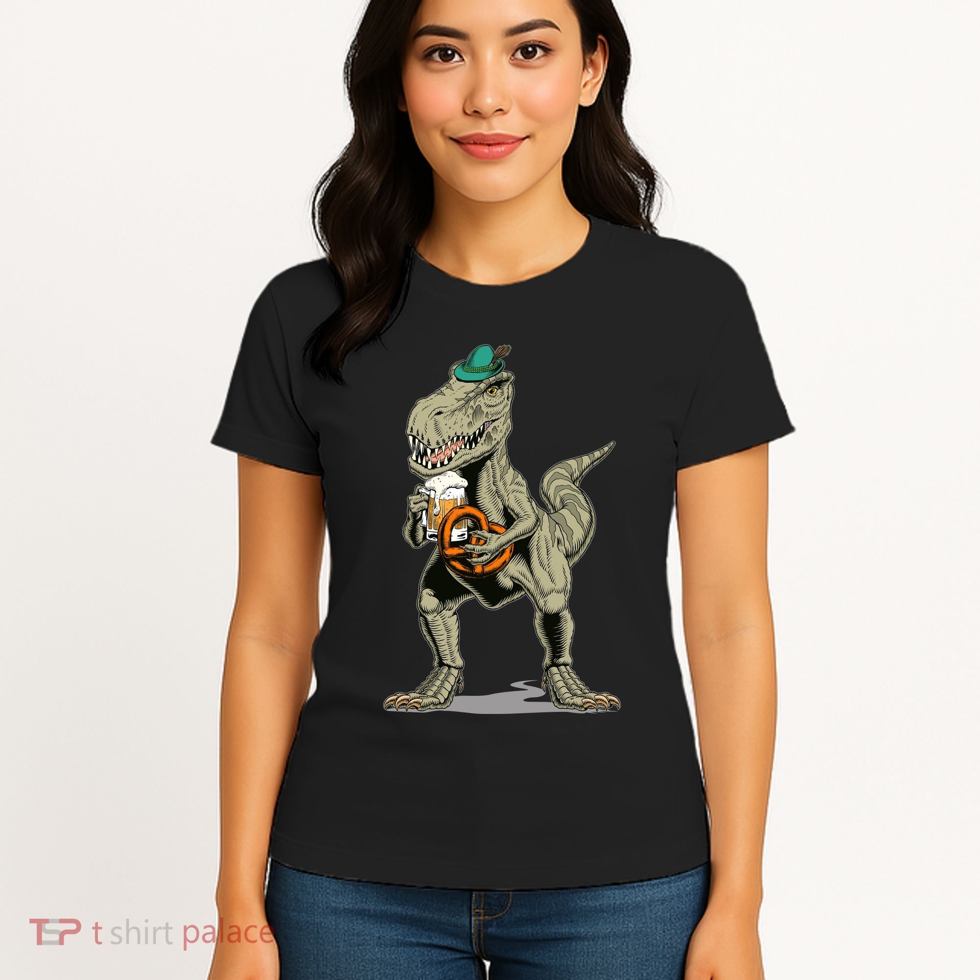 Funny Oktoberfest Tyrannosaurus Rex T Rex Dinosaur Women's T-Shirt