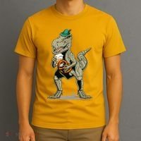 Funny Oktoberfest Tyrannosaurus Rex T Rex Dinosaur T-Shirt thumb 3