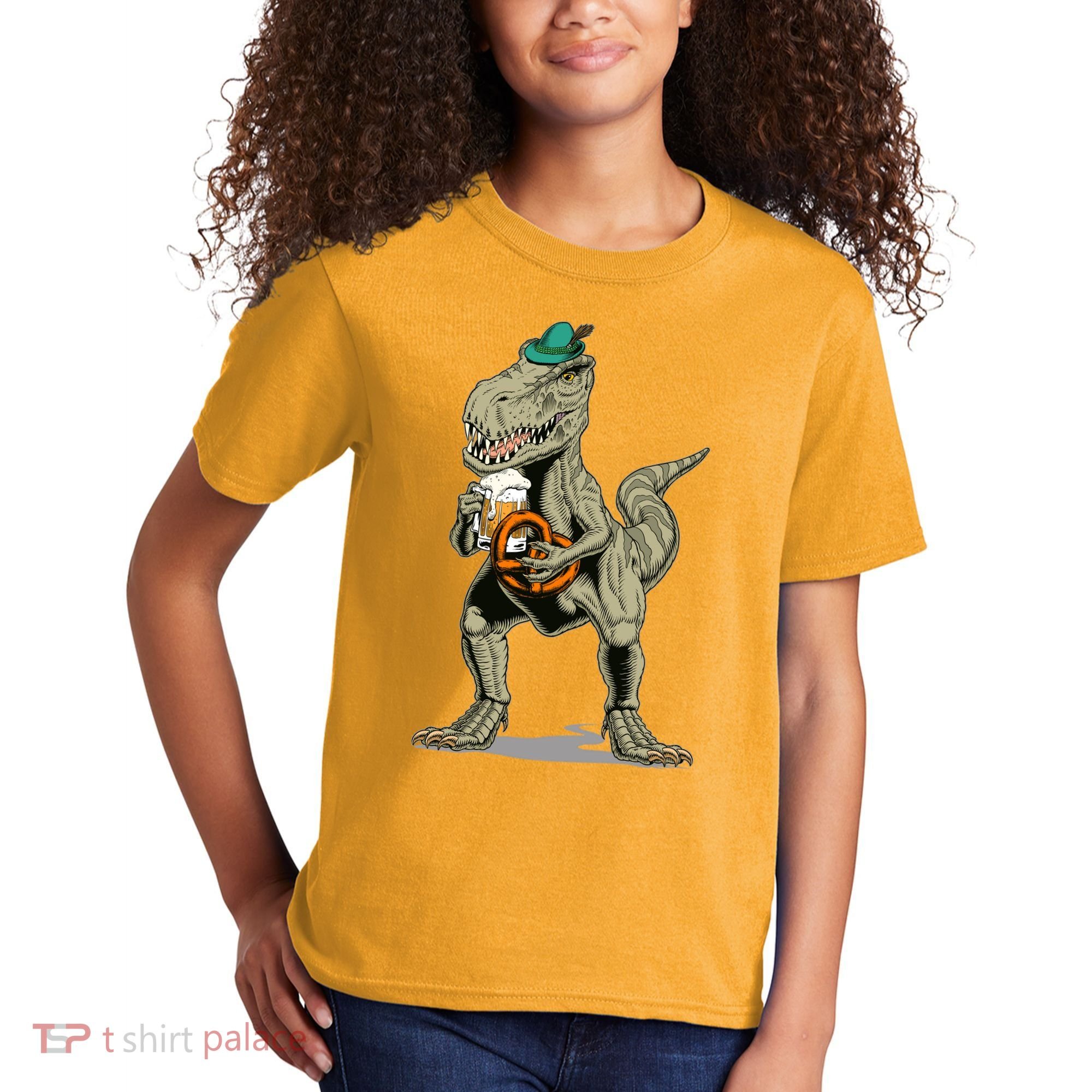 Funny Oktoberfest Tyrannosaurus Rex T Rex Dinosaur Kids T-Shirt