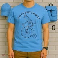 Funny Old Timey Vintage Cat Off To Wreck Havoc T-Shirt thumb 5