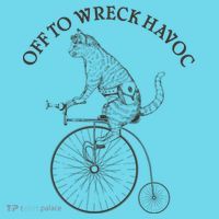 Funny Old Timey Vintage Cat Off To Wreck Havoc T-Shirt thumb 6