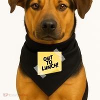 Funny Out To Lunch Taped Note USA-Made Doggie Bandana thumb 1