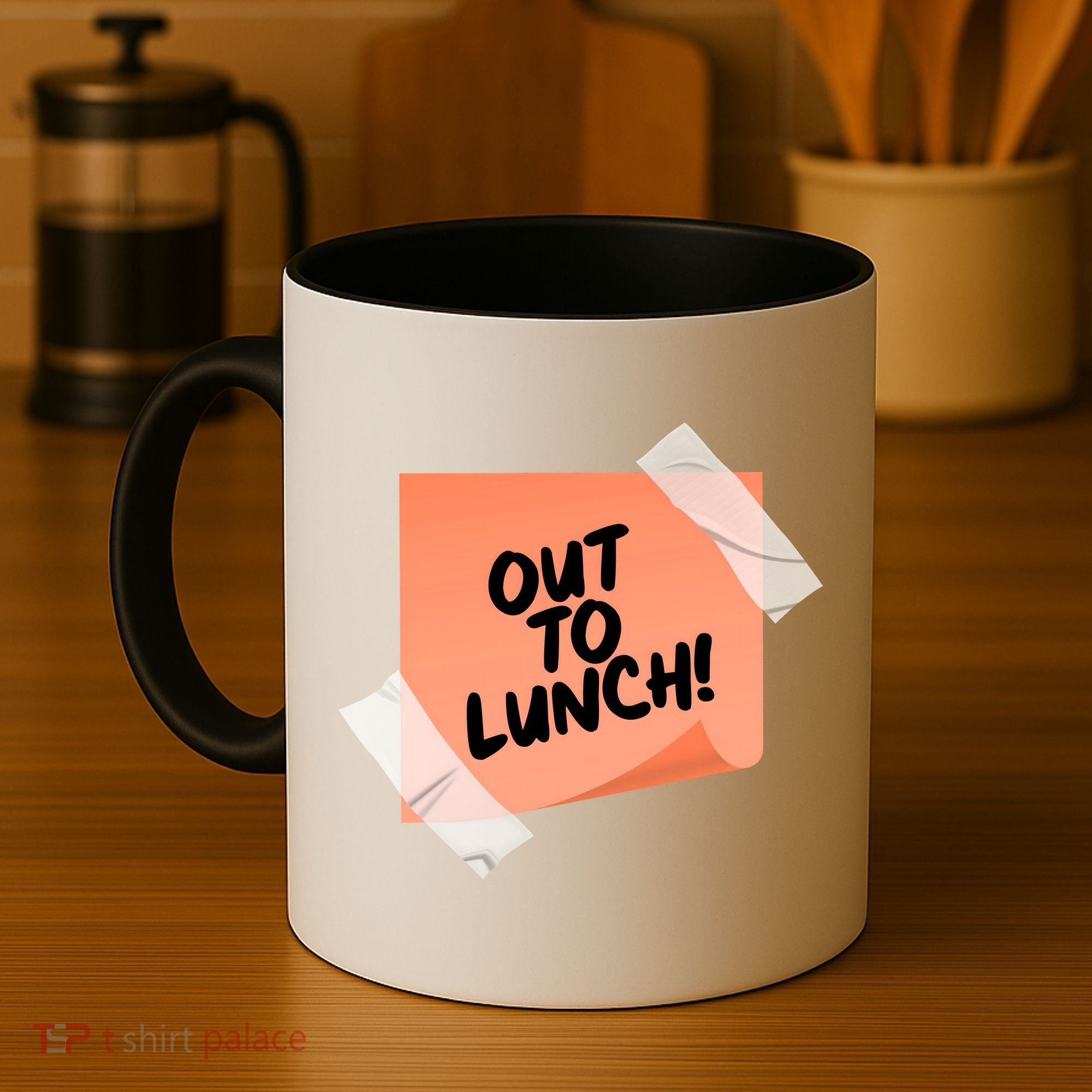 Funny Out To Lunch Taped Note Coffee Mug