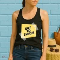 Funny Out To Lunch Taped Note Women's Tank Top thumb 2
