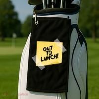 Funny Out To Lunch Taped Note Golf Towel thumb 2