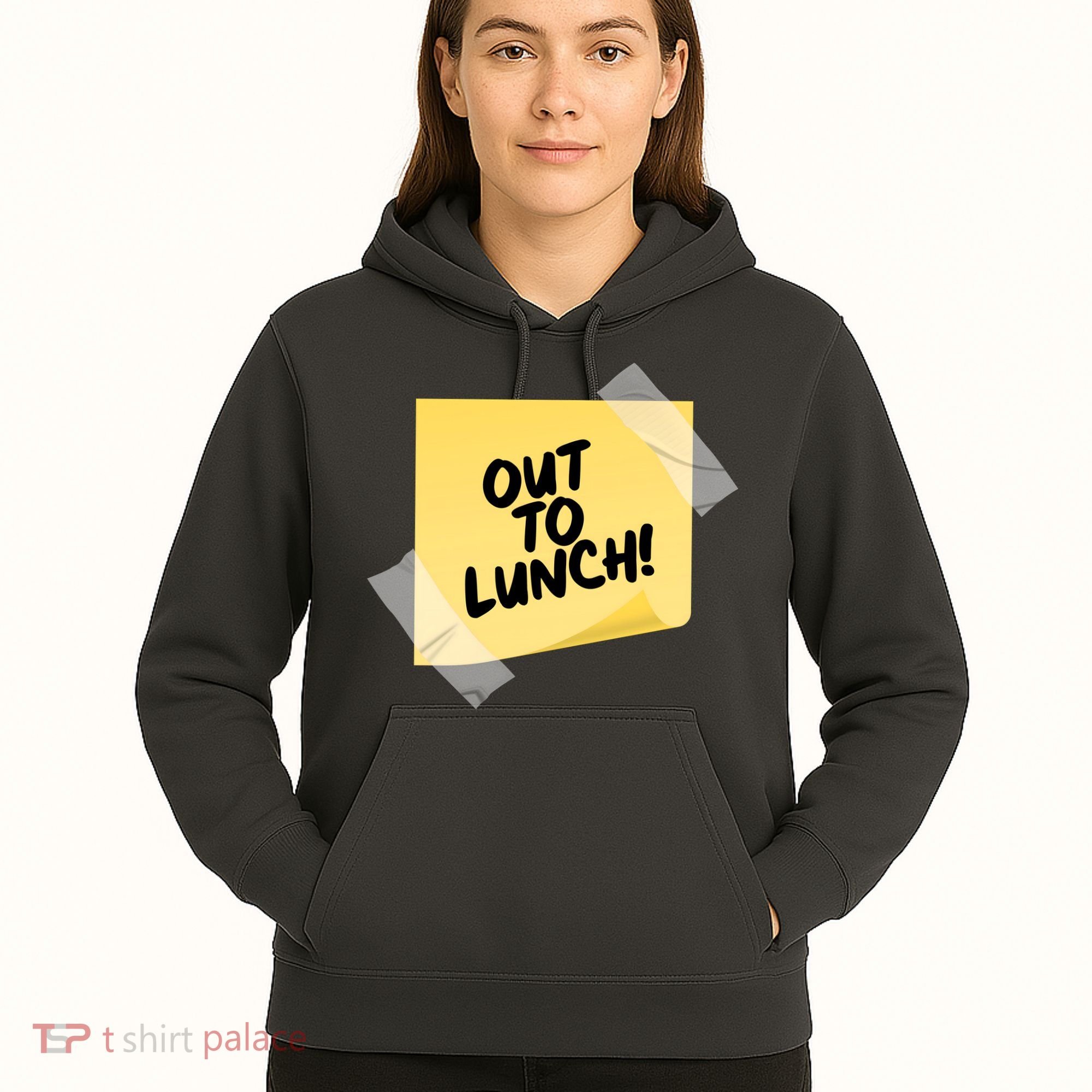 Funny Out To Lunch Taped Note Hoodie