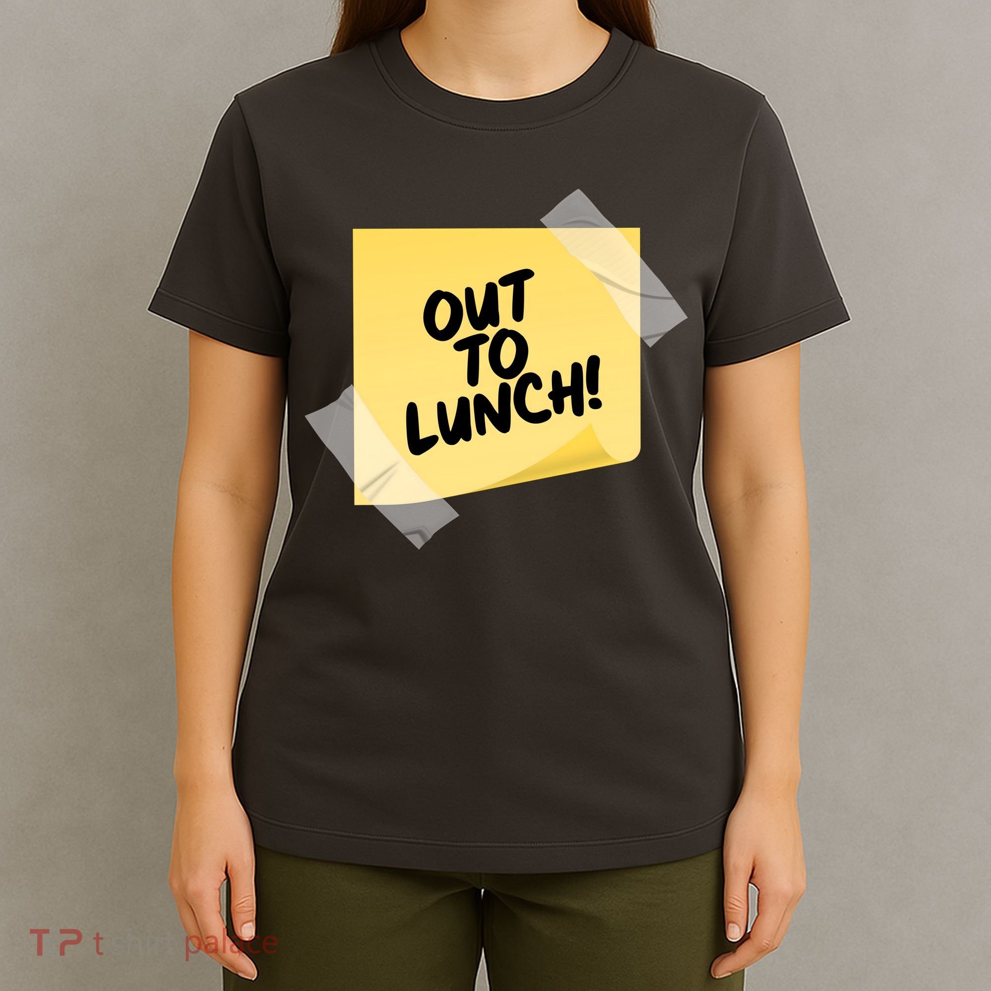 Funny Out To Lunch Taped Note T-Shirt