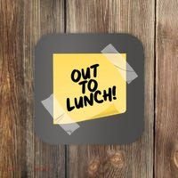 Funny Out To Lunch Taped Note Coaster thumb 0