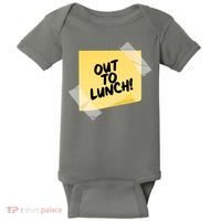 Funny Out To Lunch Taped Note Baby Bodysuit thumb 0
