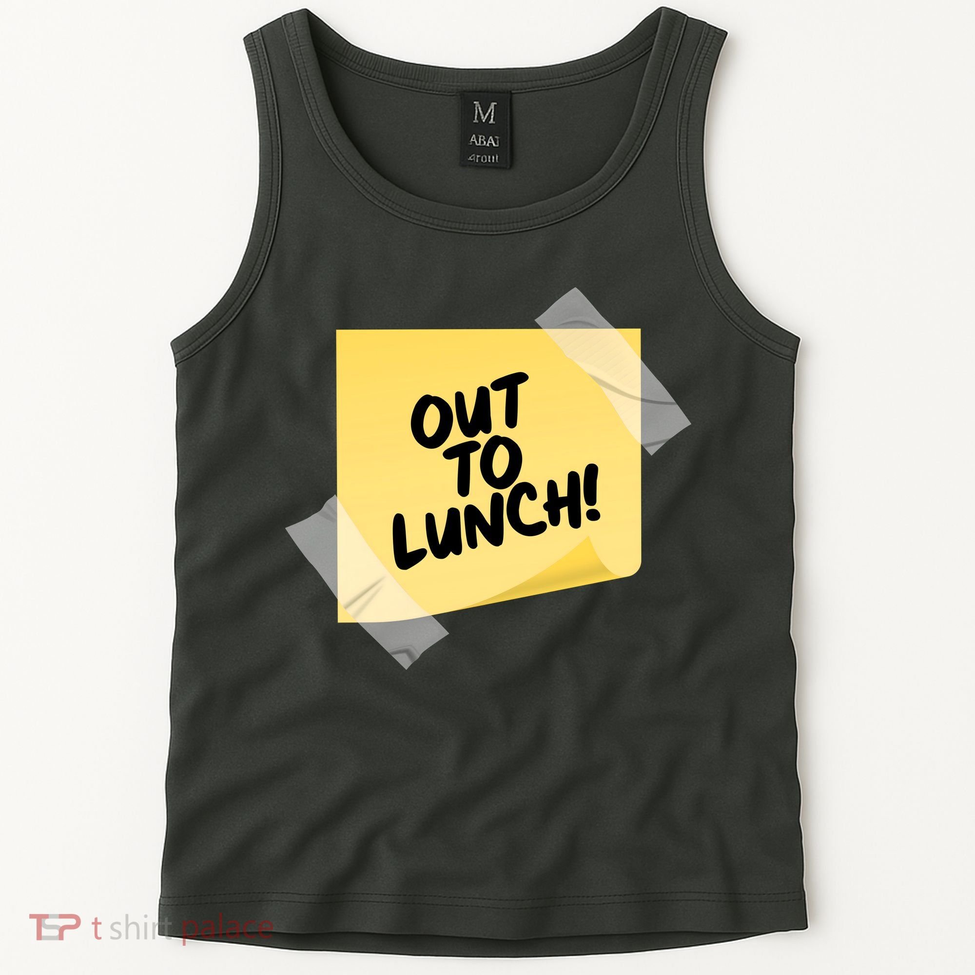 Funny Out To Lunch Taped Note Tank Top