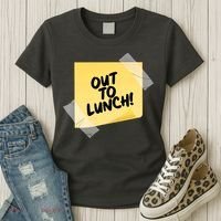 Funny Out To Lunch Taped Note Women's T-Shirt thumb 3