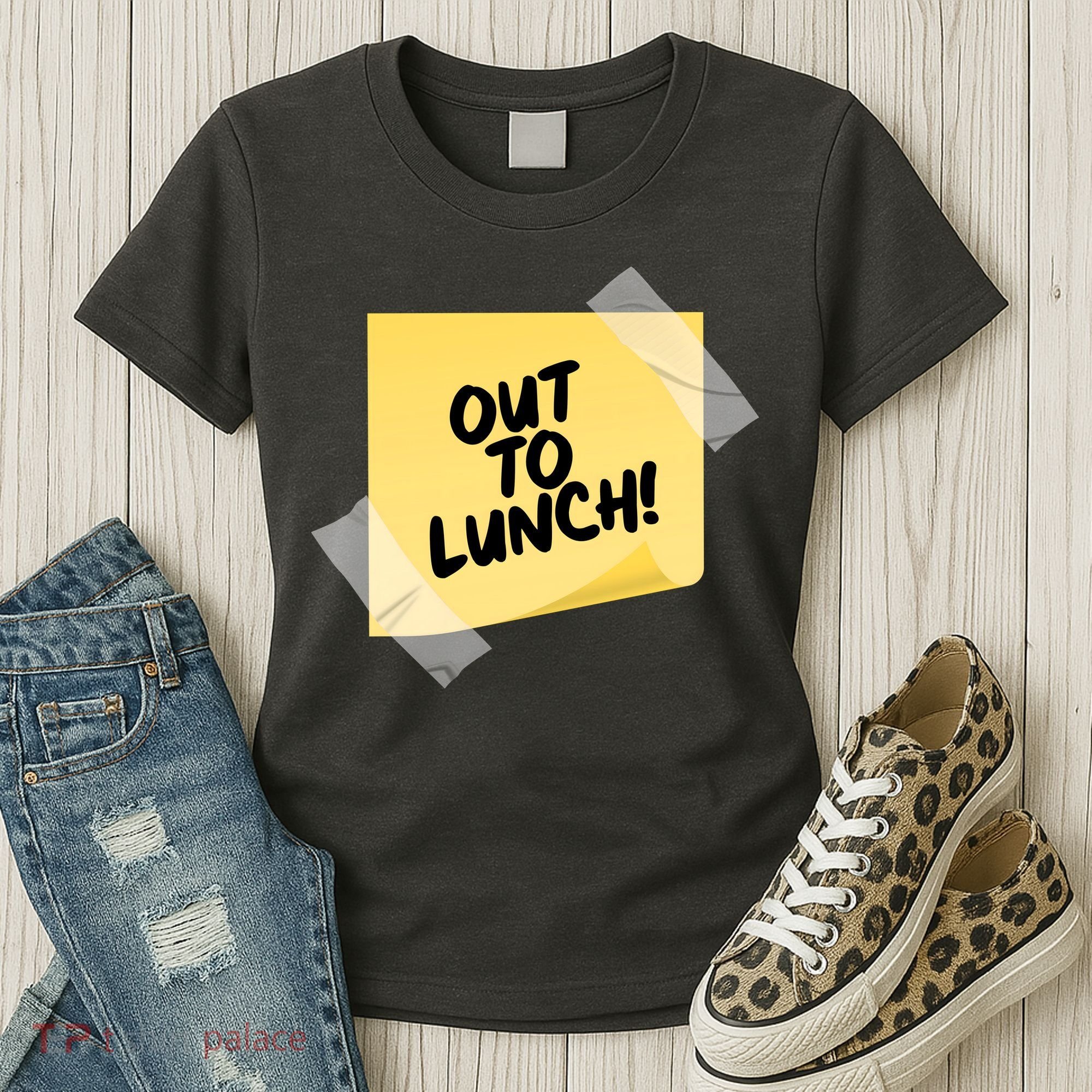 Funny Out To Lunch Taped Note Women's T-Shirt