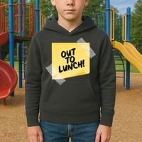 Funny Out To Lunch Taped Note Kids Hoodie thumb 2