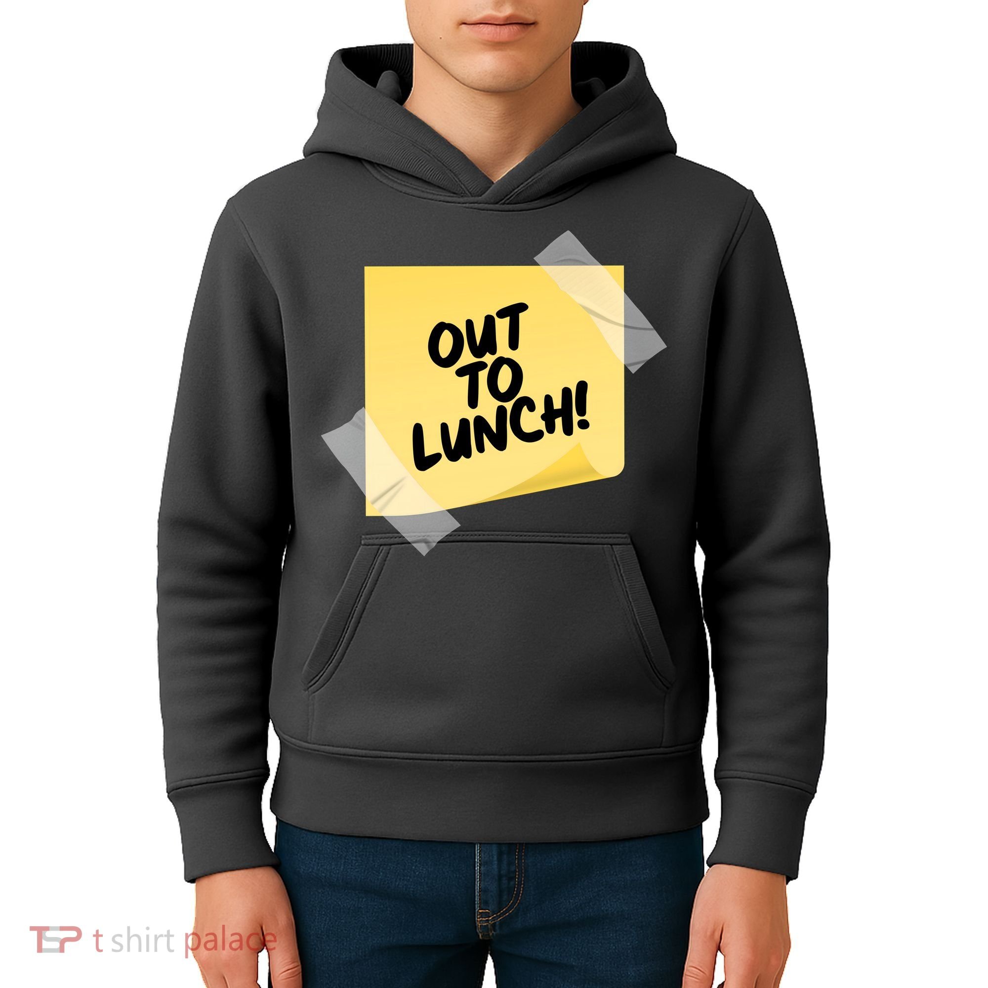 Funny Out To Lunch Taped Note Kids Hoodie